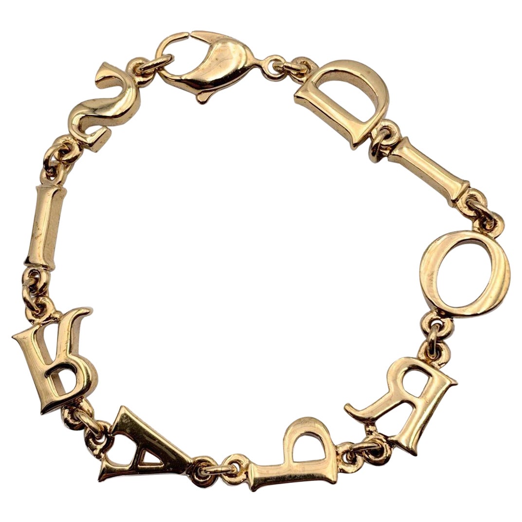 Christian Dior Vintage Gold Spell Out Dior Paris Letter Bracelet