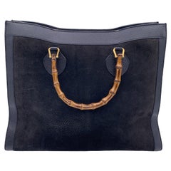 Gucci Retro Black Suede Leather Princess Diana Maxi XL Tote Bag