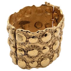 Chanel Vintage Gold Metal Circles Cuff Bangle Bracelet