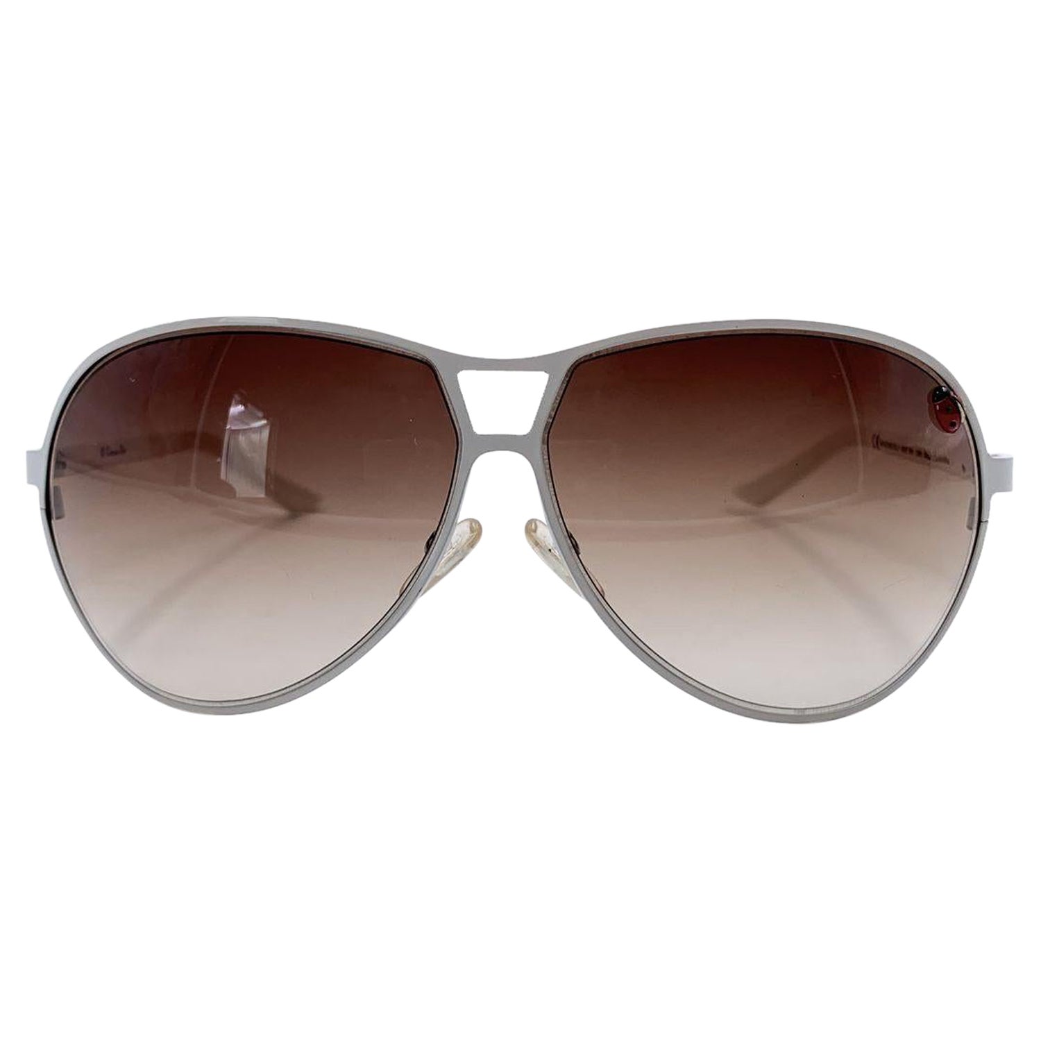 Christian Dior Vintage White Aviator Ladybug Tiny Osir 5 Sunglasses