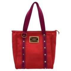 Louis Vuitton Red Cabas MM Antigua Tote Bag Handbag M40034