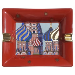 Vintage RARE Hermès Cigar Ashtray Saint Basil Cathedral Print in Porcelain Russia Moscow