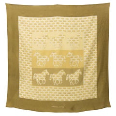 Hermes Horses Unfinished Crepe Silk Scarf crepe