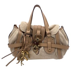 Sacoche en toile et cuir Kerala Beige de Chloe Sac à main cartable