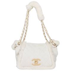 Chanel Leather & Shearling Quilted Bag - off-white 4