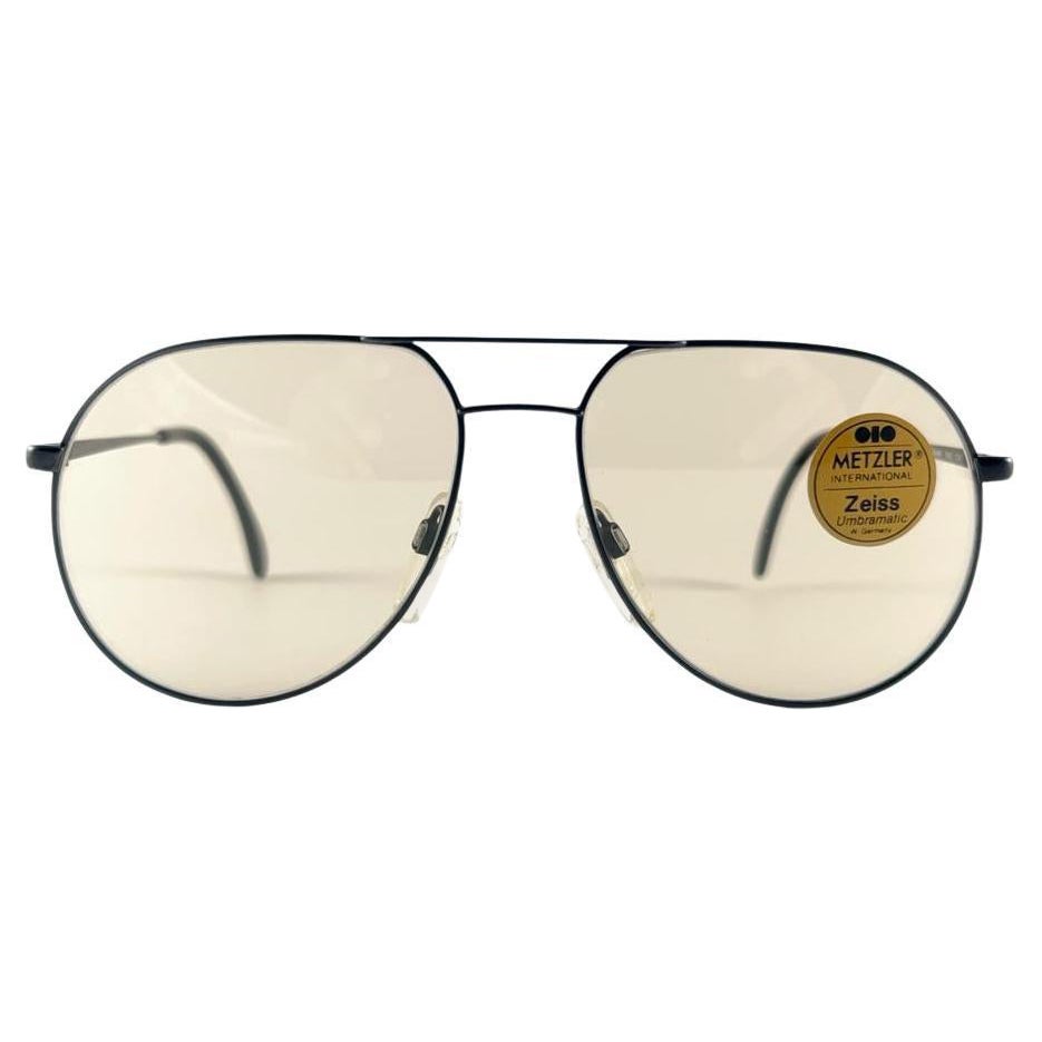 New Vintage Metzler 7945 Black Oversized Sunglasses Made in Germany en vente