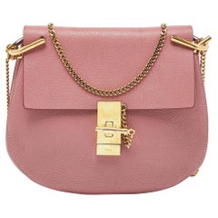 Used Chloe Pink Leather Medium Drew Shoulder Bag