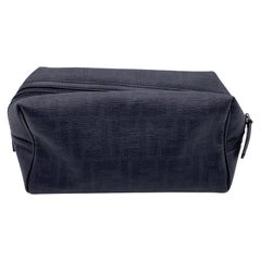 Fendi Grey Zucca FF Monogram Canvas Leather Travel Cosmetic Pouch Bag