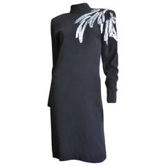 Vintage Ted Lapidus Silk Dress With Beaded Shoulder 3
