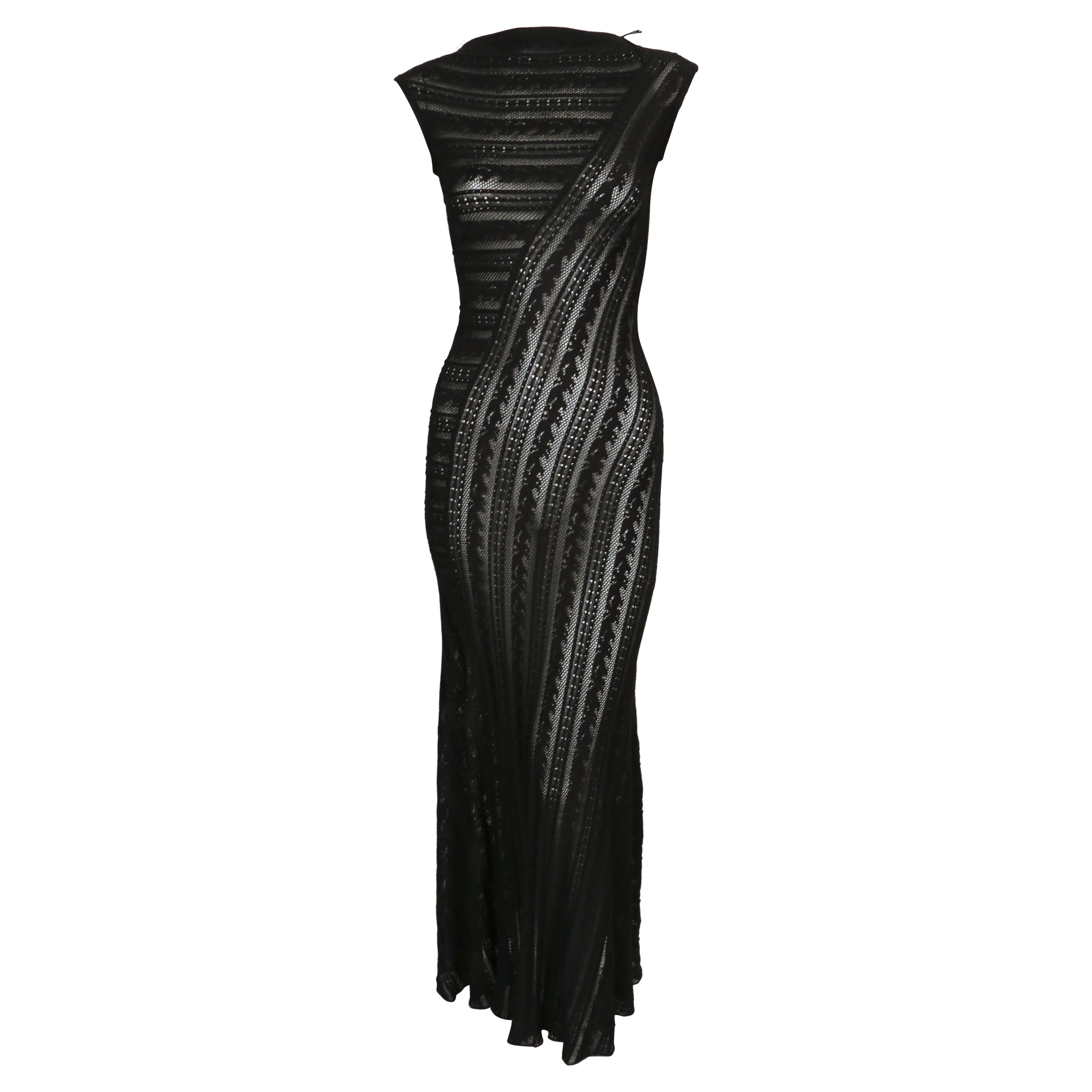 Azzedine Alaia long black lace knit dress 