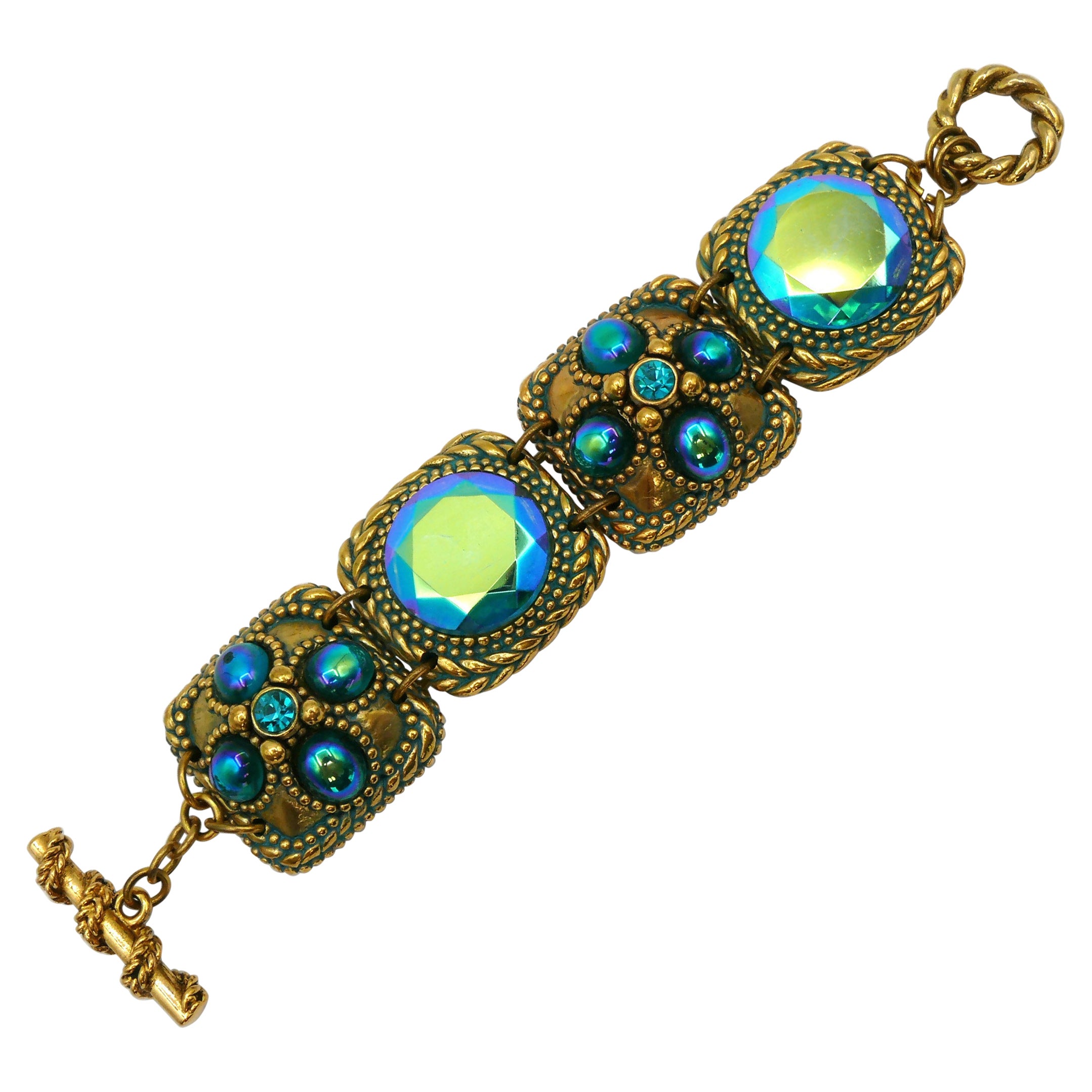 CLAIRE DEVE Vintage Jewelled Link Bracelet For Sale