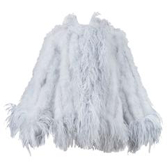 Yves Saint Laurent Silver Grey Feather Coat