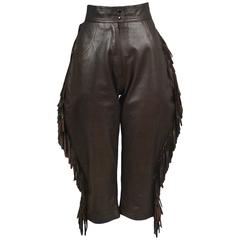 Yves Saint Laurent Brown Leather Fringe Knickers 7