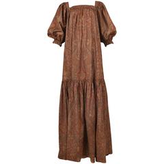 Yves Saint Laurent Brown Paisley Maxi Dress