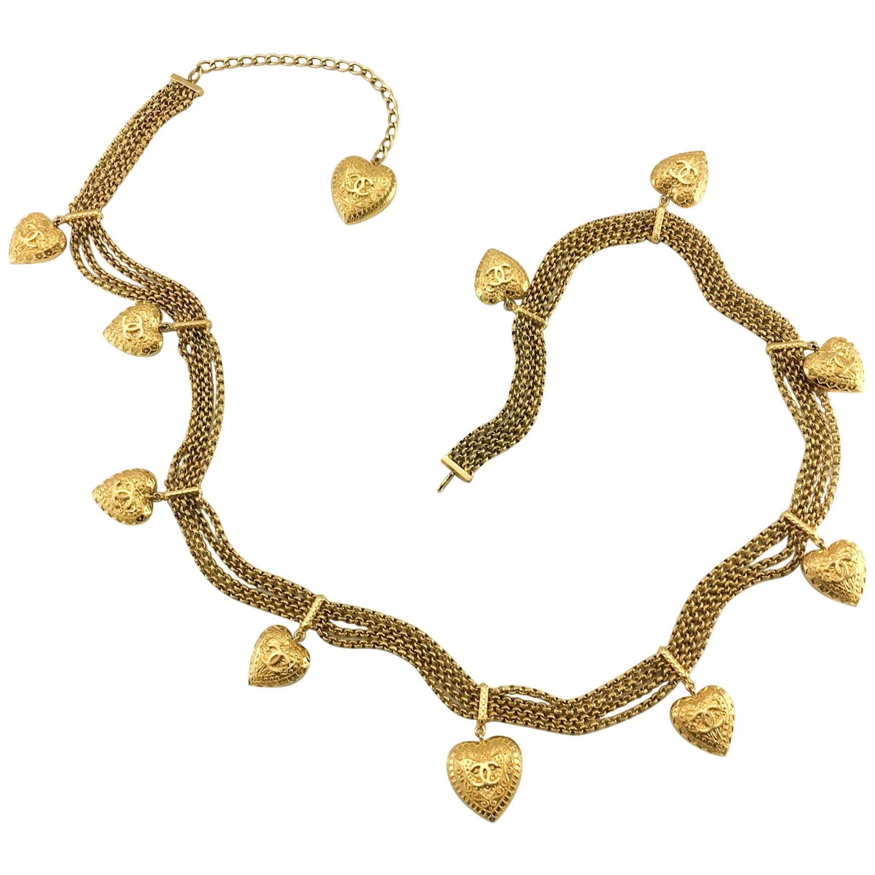Chanel Gold-Tone Baroque-Esque Heart Belt / Necklace - 1996