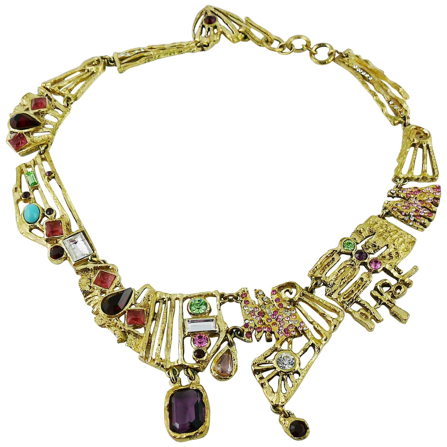 Christian Lacroix Vintage Bejeweled Brutalist Necklace