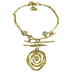 Christian Lacroix Vintage Bejeweled Abstract Spiral Necklace