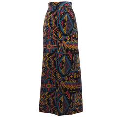 1970s Multicoloured Abstract Tapestry Maxi Skirt