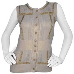 Chanel 2008 Taupe and Gold Vest w. Chain Sz 38