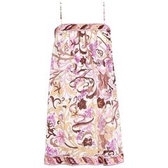 EMILIO PUCCI c.1960's Formfit Rogers Purple Grapevine Print Slip Mini Dress