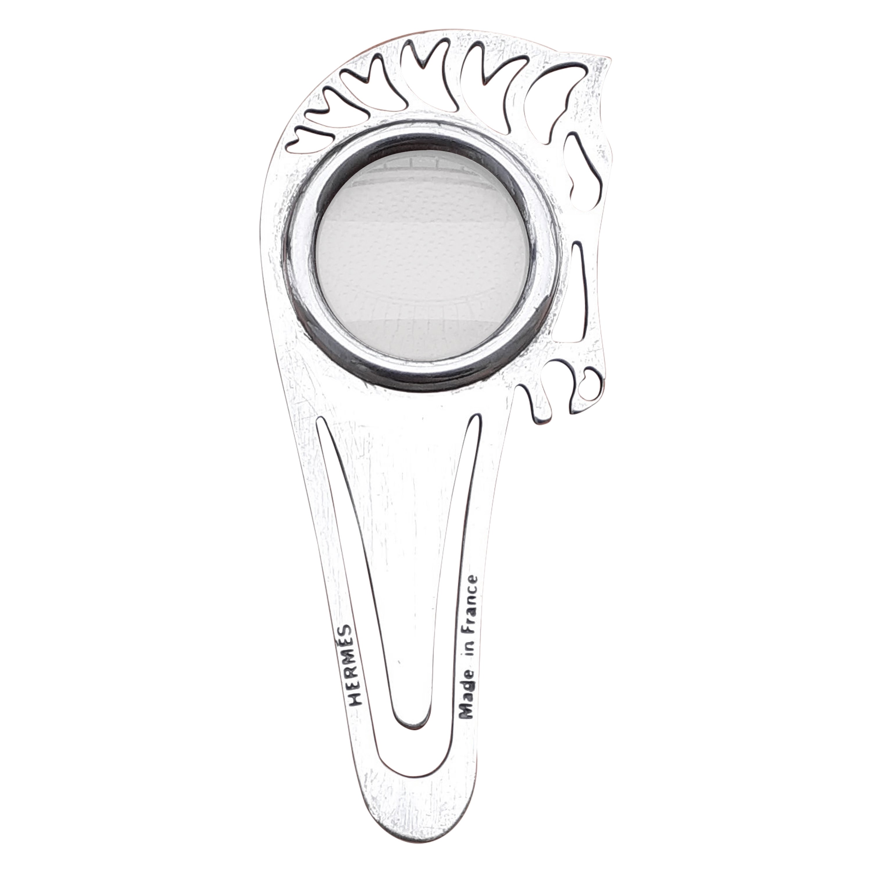 Hermès 3 functions Paperclip Magnifying Glass Bookmark Horse Shaped For Sale