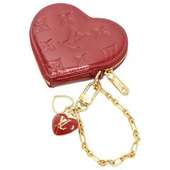 Louis Vuitton Porte Monnaies Cruer Red Pomme D'amour Vernis Leather Coin Case