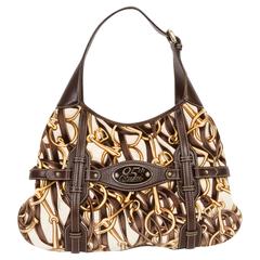Gucci 85th Anniversary Velvet & Leather Hobo Bag w/Horsebit Print & Leather Trim