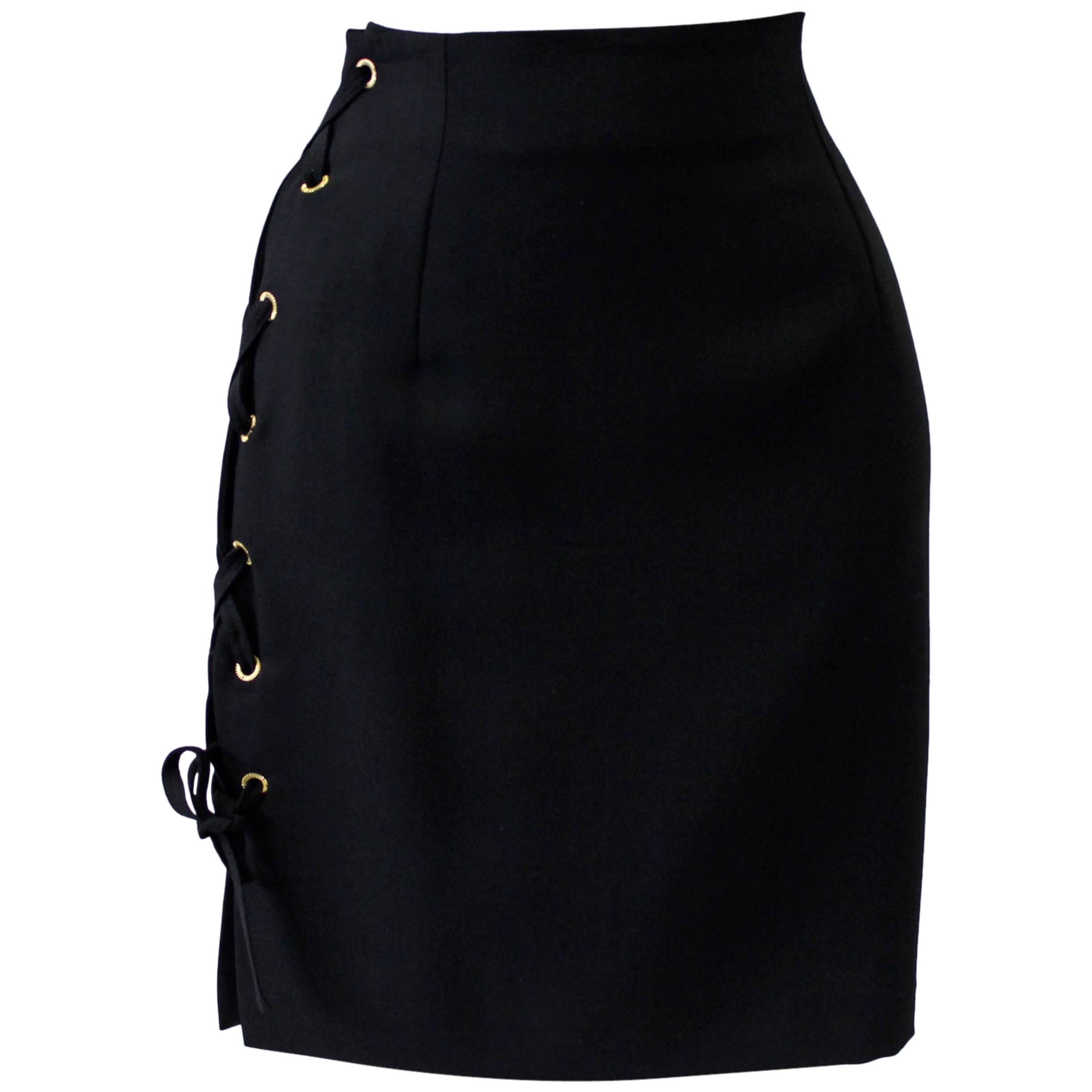 Istante By Gianni Versace Skirt With Lace-Up Detailing Fall 1992 For Sale