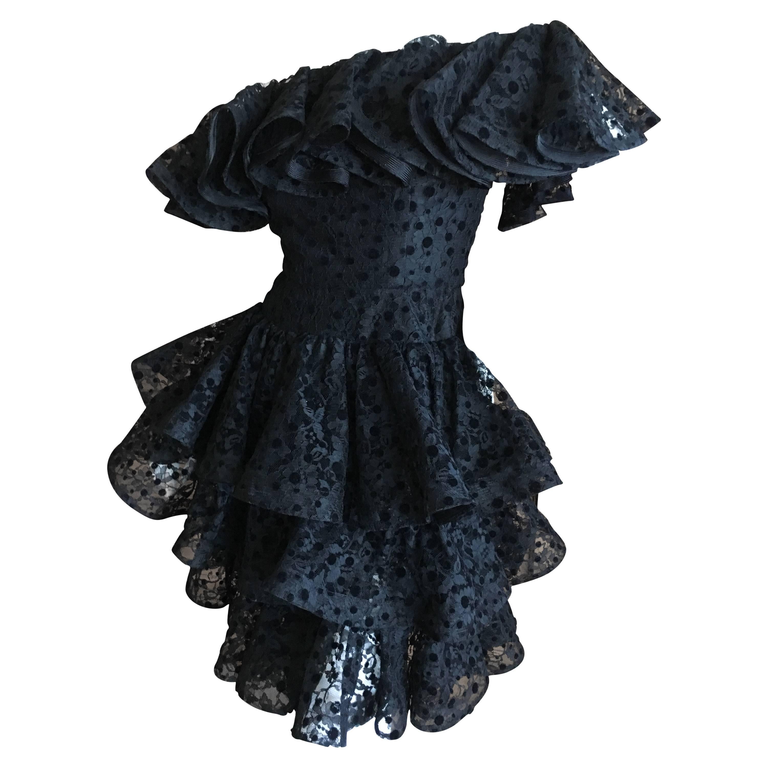 Romantic Ruffle Lace  Dress by Arnold Scaasi For Sale