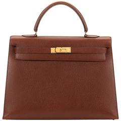 1997 Hermès Terre Ardenne Leather Vintage Sellier Kelly 35cm at 1stDibs