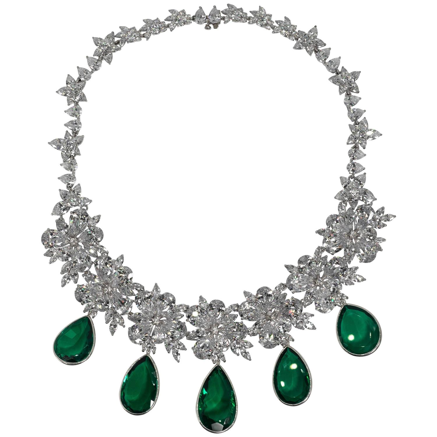 Maharajah Jewel Collection Amazing Faux Diamond Emerald Necklace For ...
