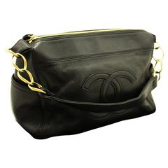 CHANEL Caviar Chain One Shoulder Bag 2004 Black Leather Zippered 5