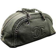 CHANEL Caviar Luxury Line Large Chain Shoulder Bag Black Leather 8