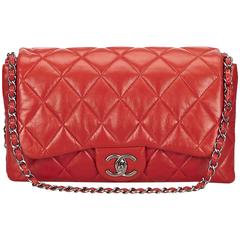 Chanel Red Quilted Lambskin Flap Bag 6