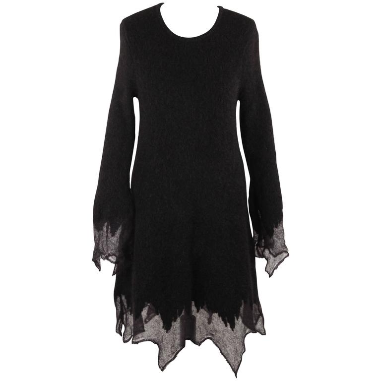 CHANEL Black Mohair ASYMMETRICAL DRESS Long Sleeve FALL 2009 For Sale ...