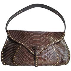 celine little brown python leather shoulderbag 4