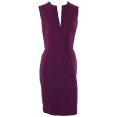 Agnona Purple Wool Blend Sleeveless Dress with V-Neck - M