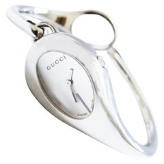 Vintage Gucci Wrist Watch #103 Horsebit Modernist Abstract Silver Metal Bracelet Style 