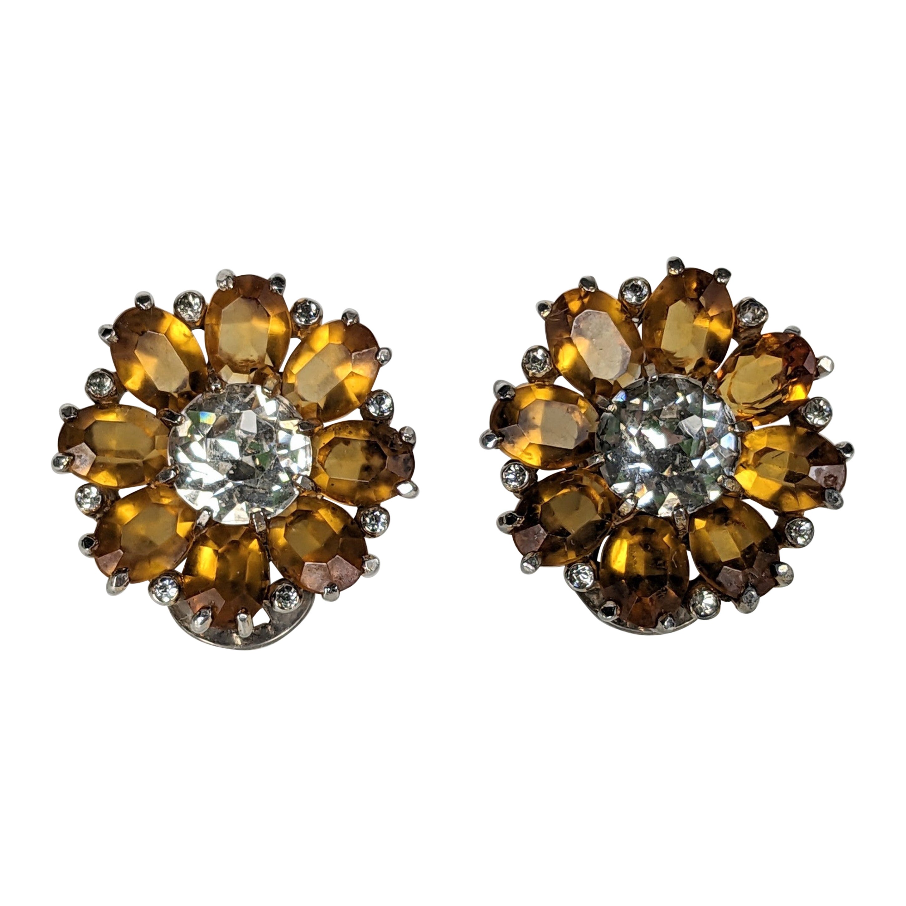 Mazer Topaz Flower Head Earclips