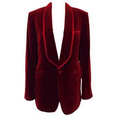 Iconic 2004 Fall Tom Ford For Gucci Burgundy Velvet Men's Smoking Jacket 5