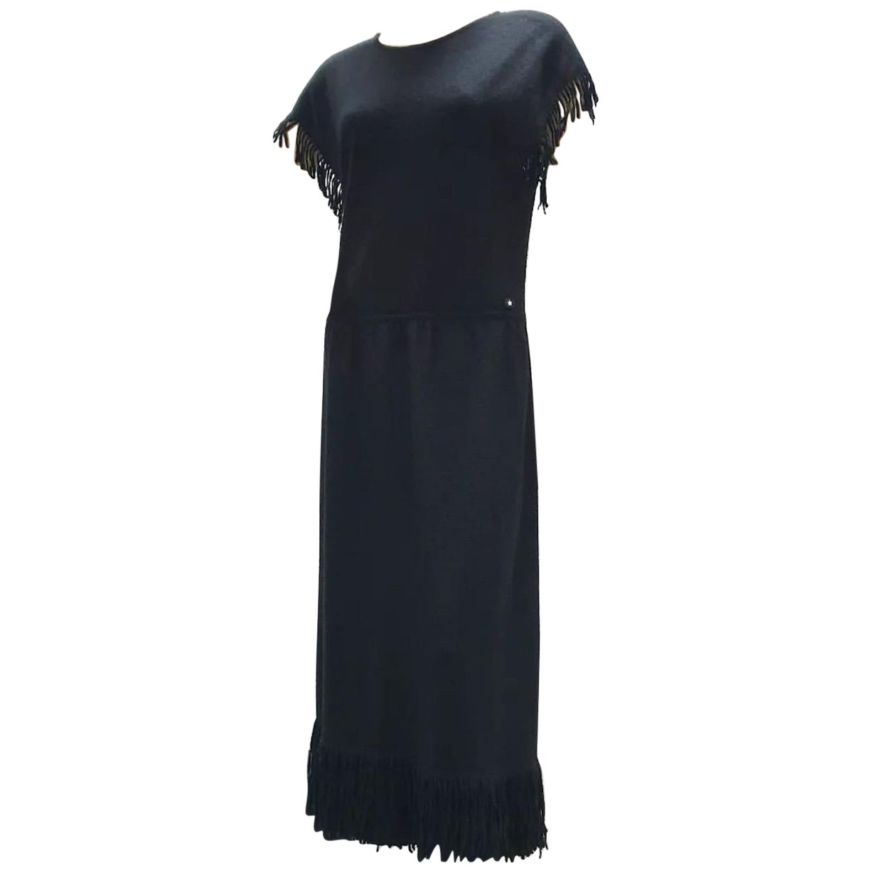 CHANEL Paris-Dallas Black Fringe Dress  For Sale