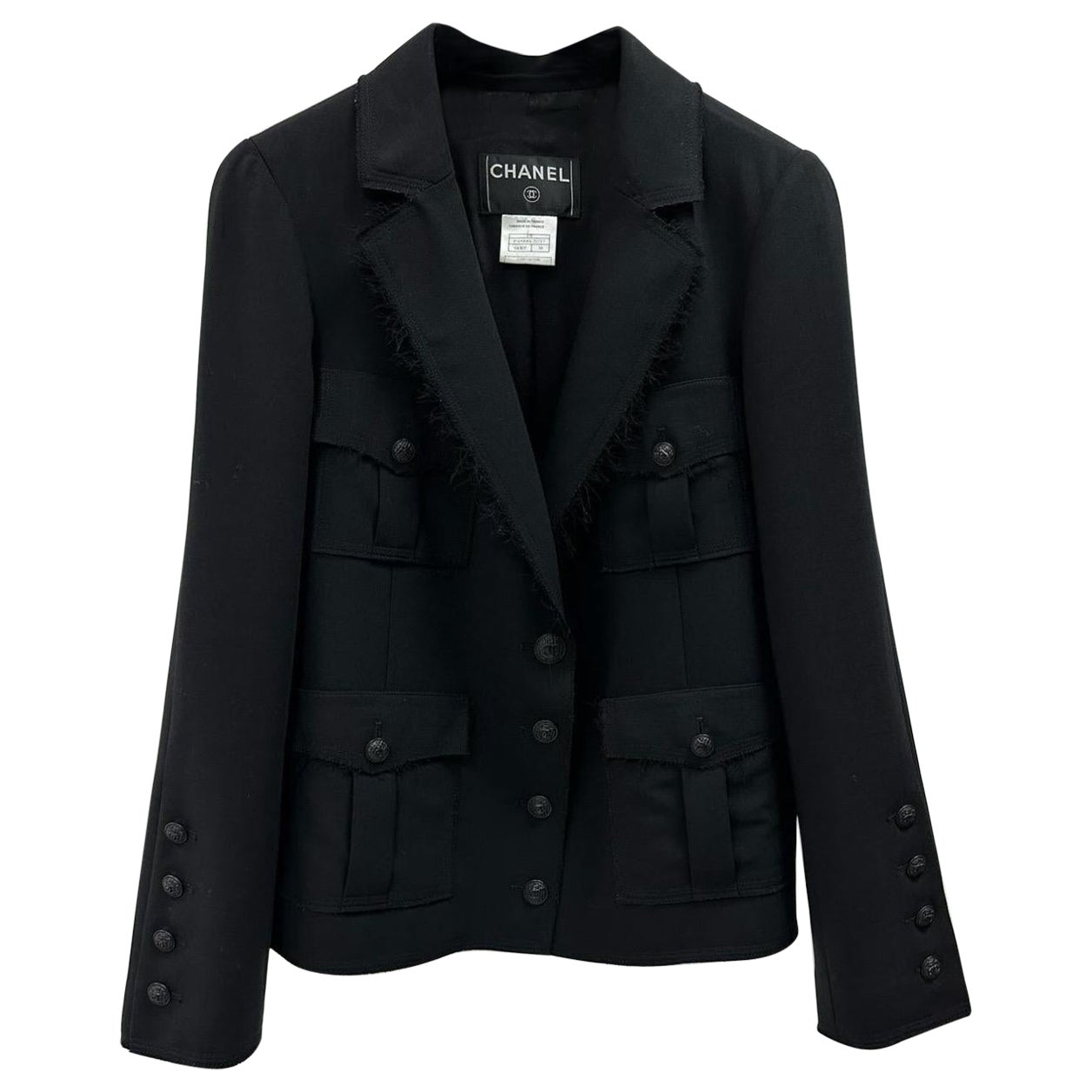 Chanel 2007 Black Wool Blazer Jacket  For Sale