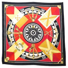 Vintage Hermes Sextants by L Dubigeon Silk Scarf