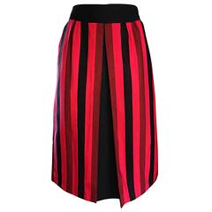 Rare Vintage ANNE RUBINSTEIN Couture Paris Red and Black Striped A - Line Skirt