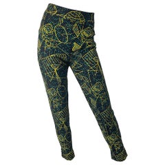 Rare Herve Leger 1980s Hand Painted High Waisted Galaxy Print Cigarette Pants