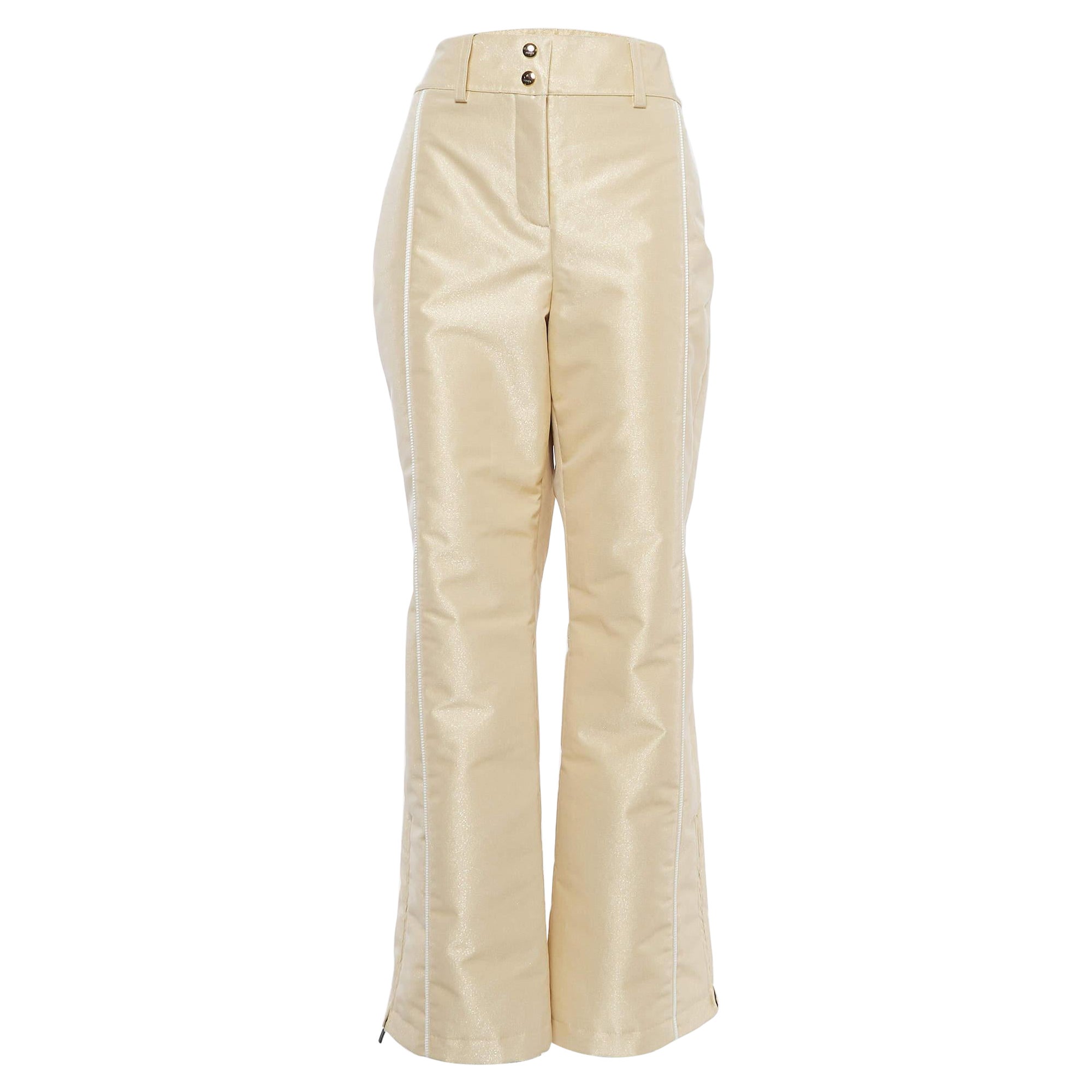 Fendi Gold Metallic Synthetic Insulated Ski Pants L For Sale