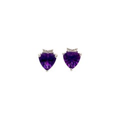 Everyday Trillion Amethyst Diamond 925 Silver Stud Earrings for Her