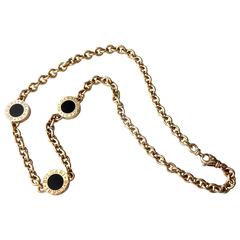 Bulgari Yellow Gold Onyx Signature Necklace