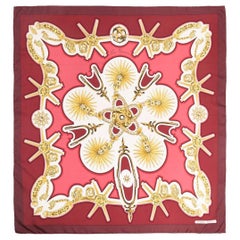 Retro Hermes Red Silk Scarf Les Eperons by F. de la Perriere