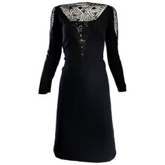 Vintage Bob Mackie Size 10 / 12 Black Illusion Sequin Beaded Little Black Dress